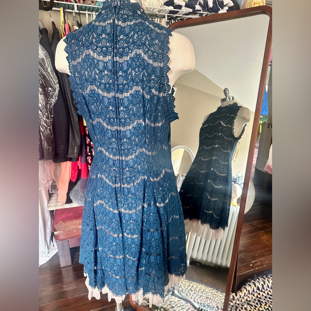 Royal Blue Lace Sleeveless Fit-and-Flare Dress